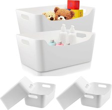 Ytteve 6-Pack Mixed Size White Plastic Storage Bins   Includes 2 Large 13