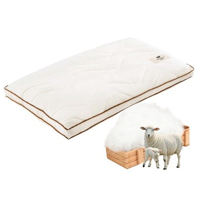 Medium Soft Natural Wool Pillow Standard, Flat & Thin Wool Pillow for Sleepin...