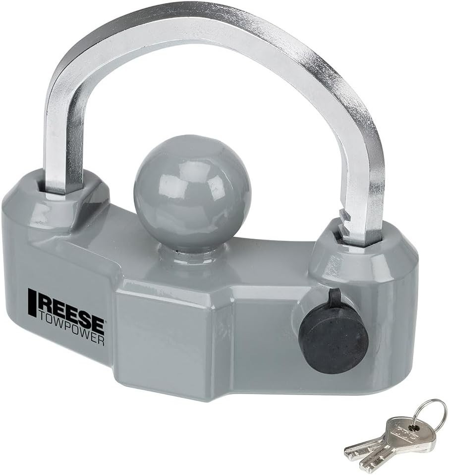 Reese Towpower 7088300 Heavy-Duty Universal Trailer Coupler Lock, Silver Finish