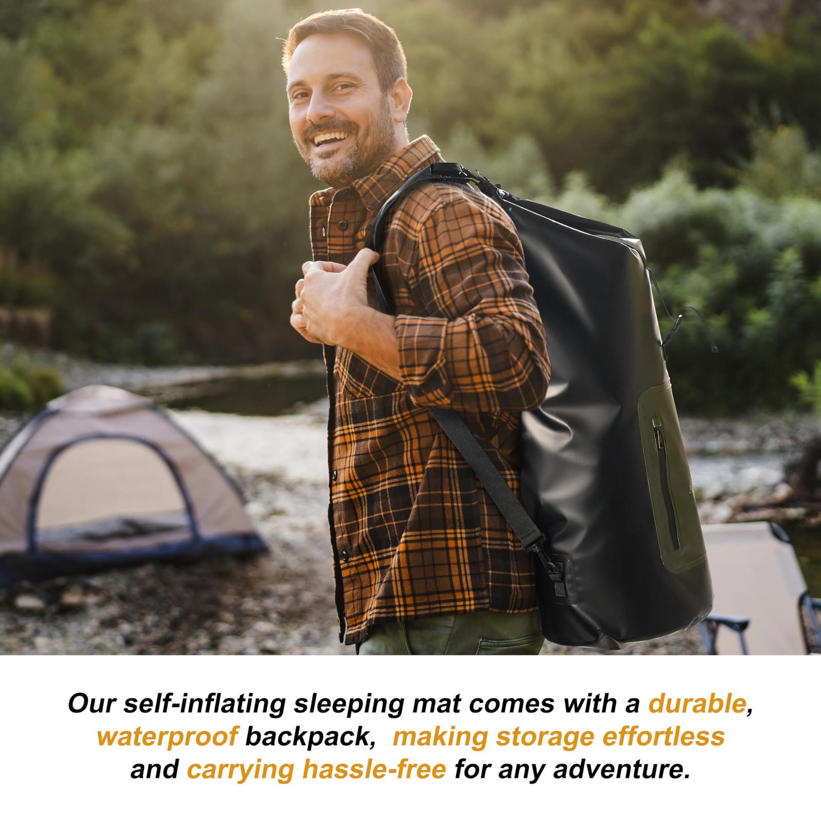 Self-Inflating Sleeping Pad 4" Memory Foam – Camping Mattress with Backpack |...