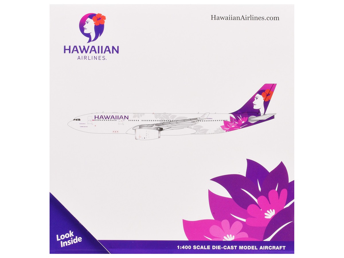 その他 Hawaiian Airlines Airbus A330-200 1:400 Airbus A330-200 Hawaiian (N389HA) White/Purple Tail 1/400