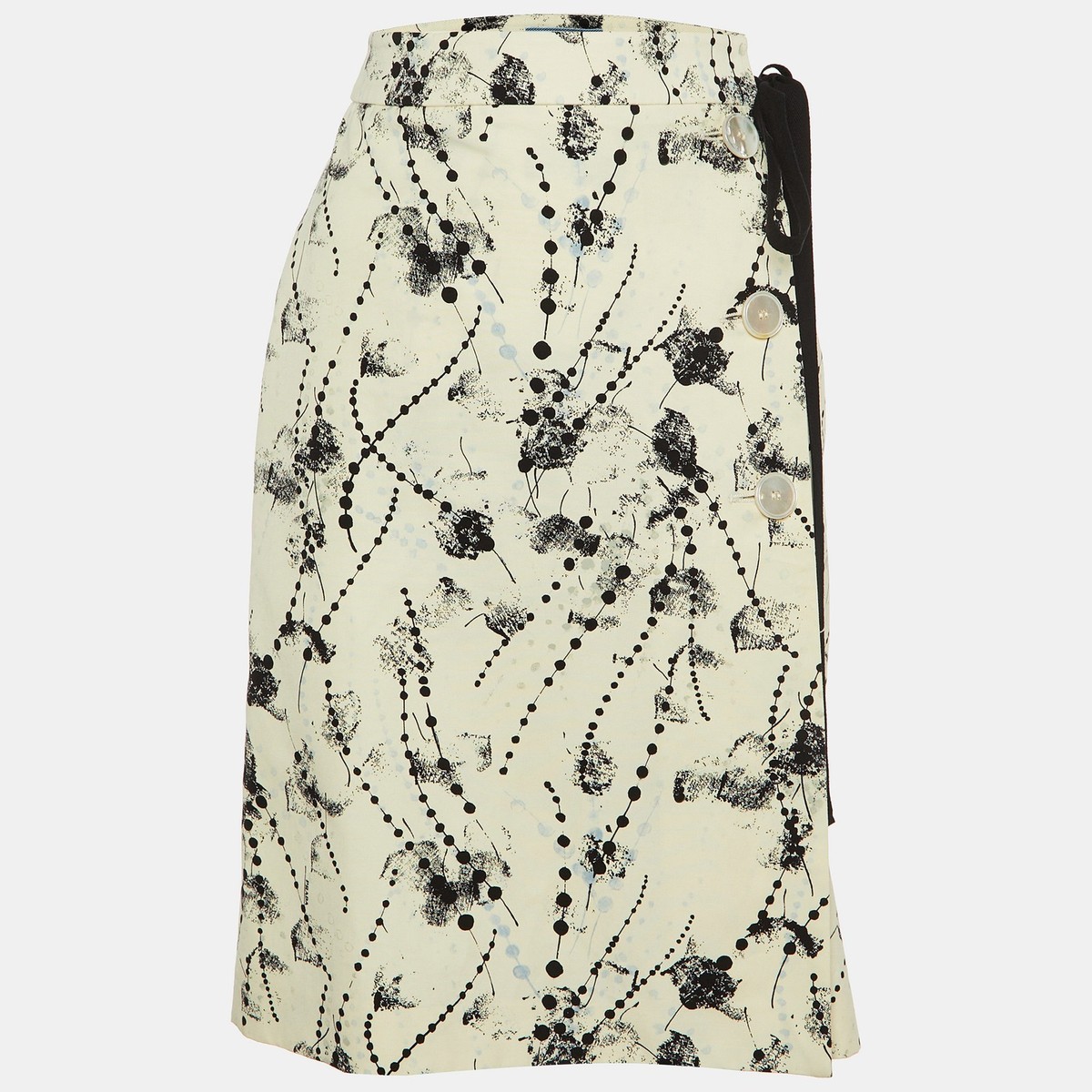 Prada White Printed Cotton Midi Wrap Skirt S/M | eBay