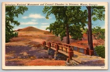 Postcard Ocmulgee National Monument and Council Chamber in Distance Macon GA R11