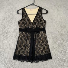 Shadow Lace Y2K Top Womens Large Babydoll Black V Neck Bow Whimsigoth