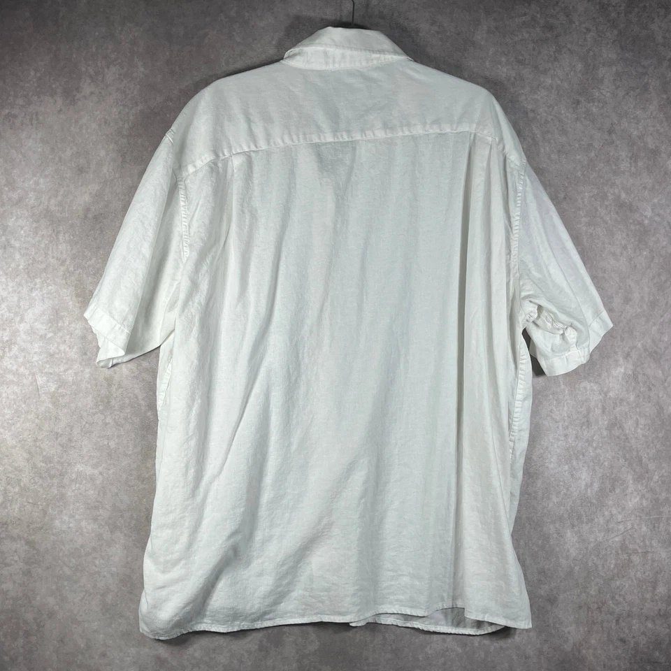 Camisa Orvis Para Hombre Talla 2XL Blanca Cáñamo Abotonada Calce Clásico Mangas Cortas Playa Foto 3 de 4