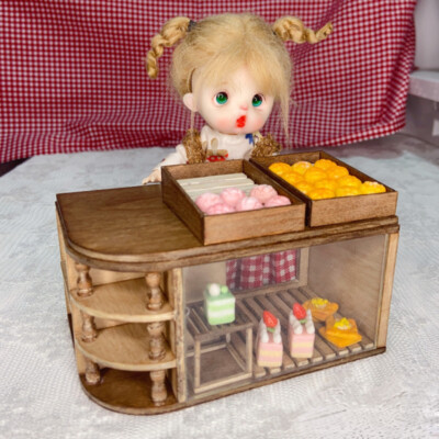 Dollhouse 1:12 Scale Miniatures DIY Unfinished Bread Bakery Cabinet Furniture