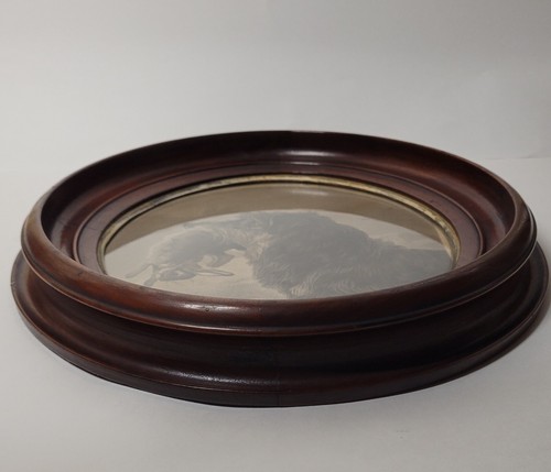 Antique Vintage Richard Ansdell 1800s "Lurcher and Rabbit " Wood Oval Framed Art - Picture 8 of 16