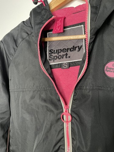 Superdry Sport Women's Black Pink Zip Up Light Hooded Jacket Size S - Picture 9 of 9