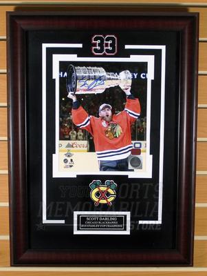 Scott Darling Chicago Blackhawks Signed Autographed Stanley Cup 8x10 Framed 