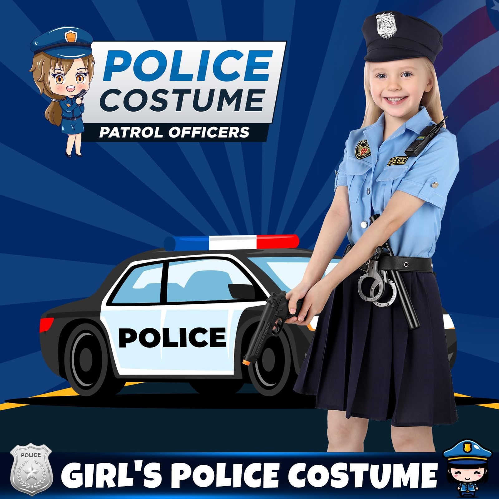 Luucio Girls Police Officer Costume for Kids, Police Costume for Kids, Hallow...