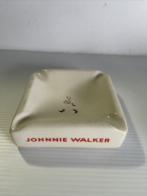 Vintage Ashtray Johnny Walker  Scotch Whisky Ceramic Ash Tray Used.
