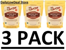 3 PACK Bob's Red Mill Whole Grain Brown Rice Flour Gluten Free 24 oz FRESH