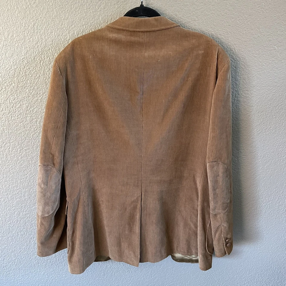 Casaco esportivo masculino vintage trompetista CORDUROY 46R bronzeado cotovelo patch academia preppy anos 80 - Imagem 2 de 4