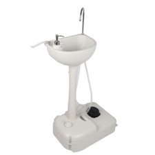 US Rolling Outdoor Camping Sink 19L Water Capacity Foot Pump Wash Basin Station