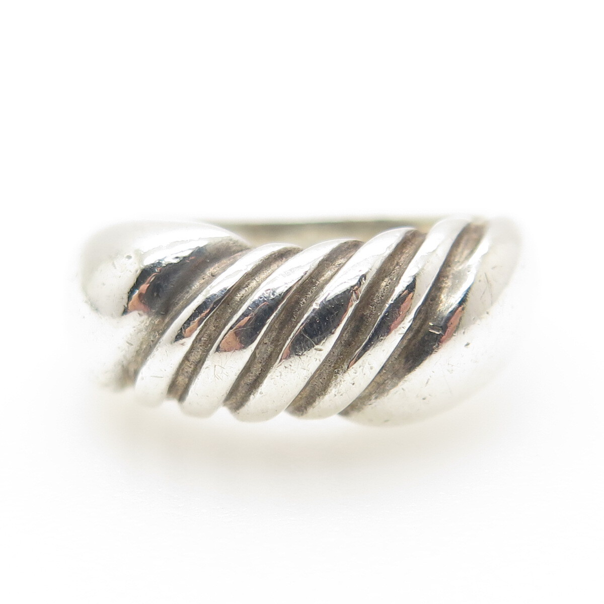 925 Sterling Silver Vintage Modernist Twisted Rope Ring Size