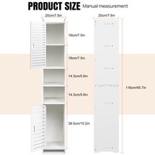 White Tall Bathroom Storage Cabinet Narrow Freestanding Cabinet Modern Shelf