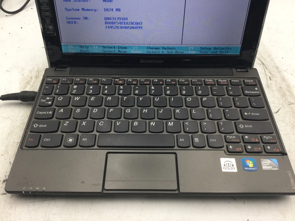 LENOVO IDEAPAD S10-3 - BOOTS TO BIOS - INTEL ATOM N455 - 1GB RAM - READ DESC -BB - Image 3 of 4