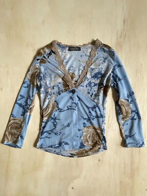 y2k singlestar coquette girly floral blouse