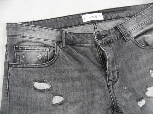 Jean gris Boyfriend détruit cool MANGO vendre taille 38 TOP 618