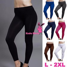 Plus Size Basic Solid Full Length Legging Stretch Pants Footless Large XL 2XL