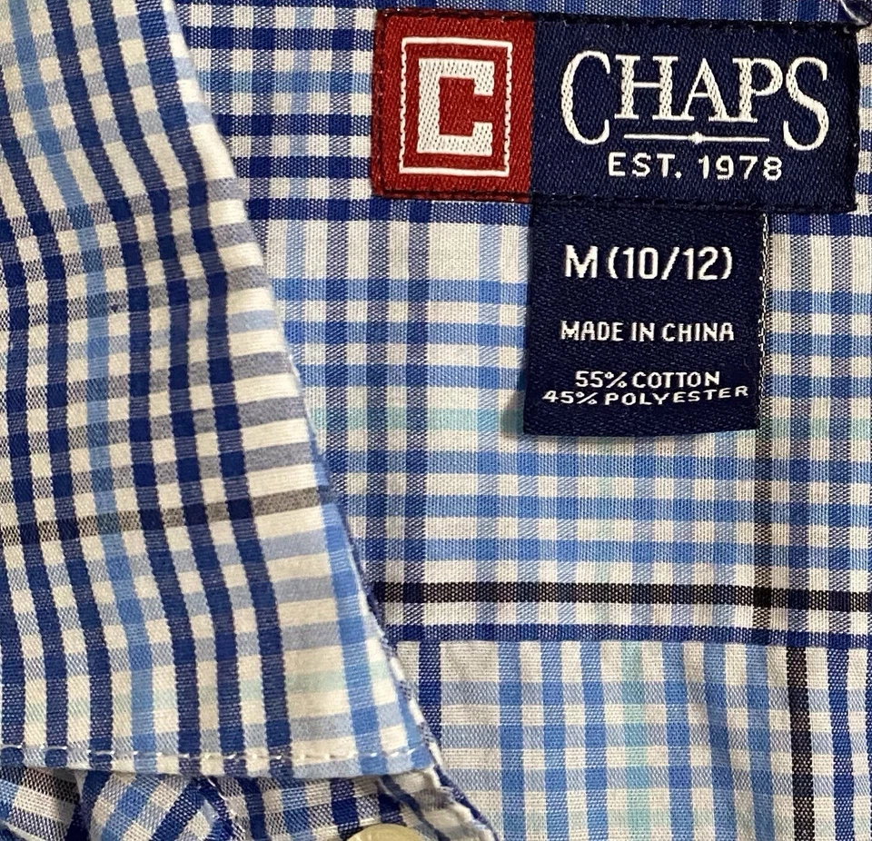 CHAPS Boys M 10-12 Blue And White Button Down L/S Shirt Exc Condition - Image 4 of 4