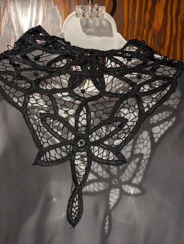MARINA goth battenberg lace kimono duster cardigan cover up top jacket M 2D - Picture 2 of 13