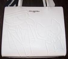 NWT Karl Lagerfeld 198 Paris WHITE MAYBELLE Crossbody Purse/Dust Bag CHOUPETTE