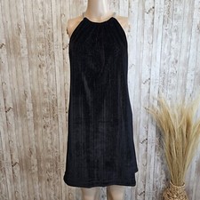Michael Kors Womens Sleeveless Chain Strap Metallic Velvet Dress SZ XS Black