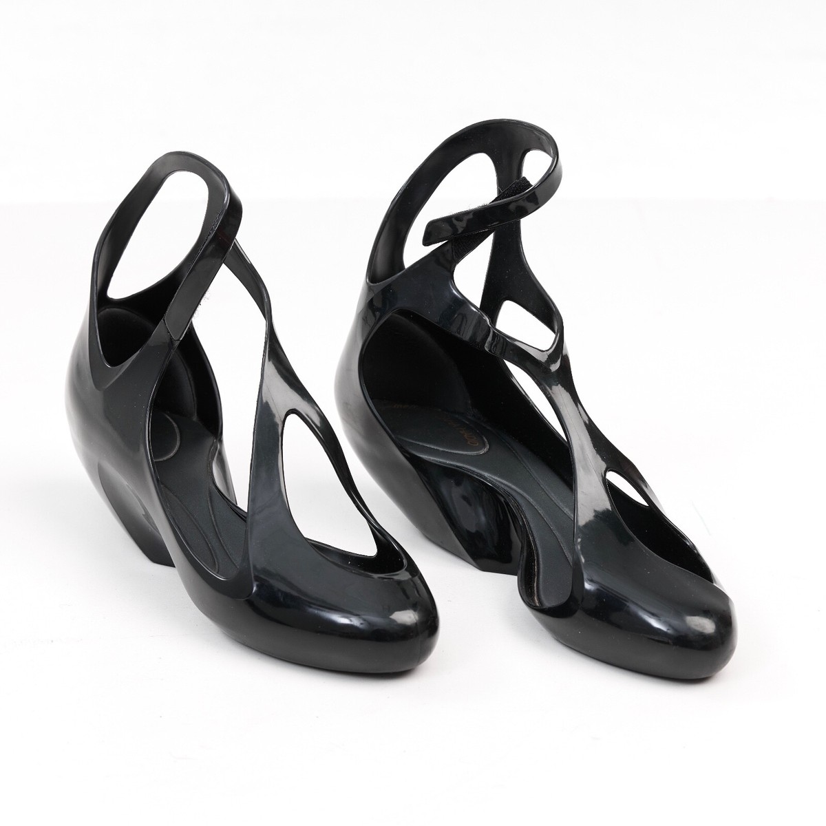 Melissa x Zaha Hadid Black Sculptural Heels Architectural Design Size EU 38