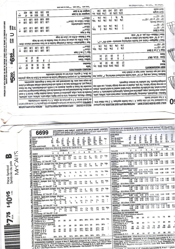 Simplicity 8760 Girls Set of Skirts w/Scottie &McCall's 6699 Dresses