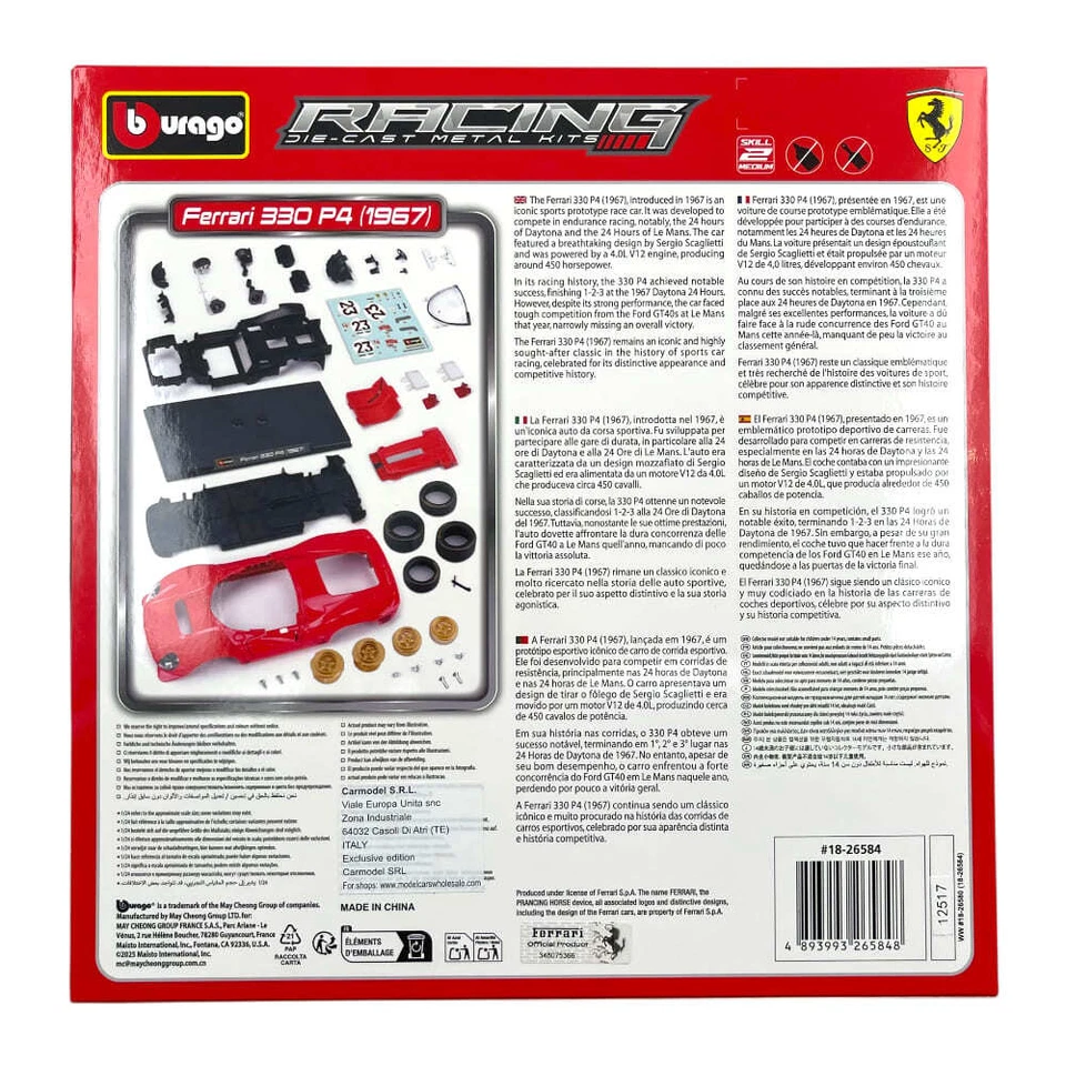 Modellino Auto Kit Build Bburago 1/24 Ferrari 330 P4 Spider Team Sefac Bandin... - Immagine 2 di 2