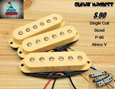 G.M. S-90's Single Coil Sized P-90's with Pole Pieces Cream Covers A5