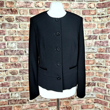 Basler Jacket Black Blazer Uk 12 Fitted Long Sleeve Lined Button Up - New