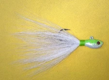 1 Ultra Minnow Bucktail Jig  PEARL WHITE GREEN + 1 SPRO SWIVEL STRIPER  T&A Jigs