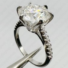 2.87 TCW Round Cut Moissanite 6 Prong Engagement Ring 14k White Gold Plated