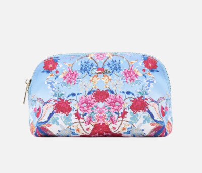 NWT CAMILLA *GO STAG* BLUE FLORAL SMALL MAKEUP TRAVEL TOILETRY BAG
