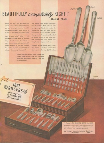 1947 1881 Rogers Bros Silverplate 70 Piece Set Pretty Lady Legs 2 Page Print Ad - Picture 3 of 3