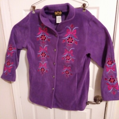 Bob Mackie coat sweater Size M Wearable Art Purple Fleece Nice Pretty Cool 