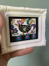 3/4 Abstract Bird, Painting On Paper,framed,cute,funny,miniature,folk Art