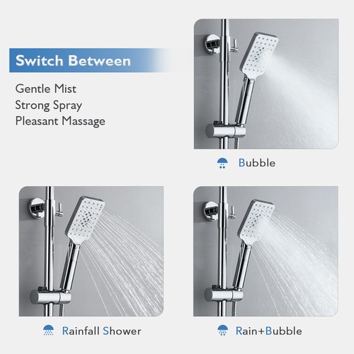 Decaura Shower System long Rail 8"/9" Rain Shower Head Set Shower Mixer