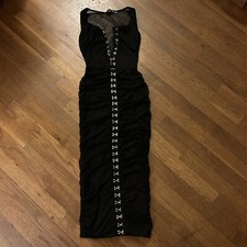 Pretty Little Thing Big Hook & Eye Sexy Metal Down The Middle Evening Dress 0