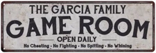 THE GARCIA FAMILY Personalized Game Room Country Metal  Sign 106180042364