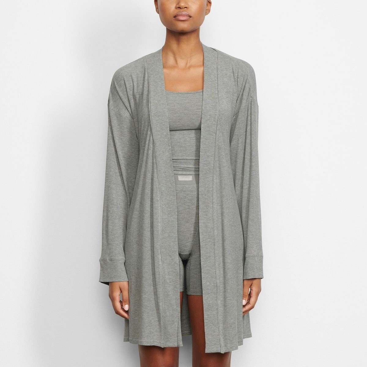 Skims Women's Sleepwear Soft Lounge Robe Long Sleeve Heather Gray Size XL  NWOT | eBay