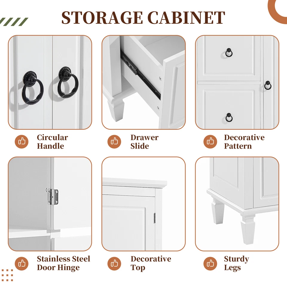 Retro Multi-Functional Storage Cabinet with Adjustable Shelves Drawers Organizer - Image 4 of 4