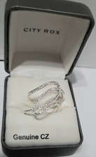FINE 925 STERLING SILVER DESIGNERS RING Genuine CZ's Sz 7 NIB