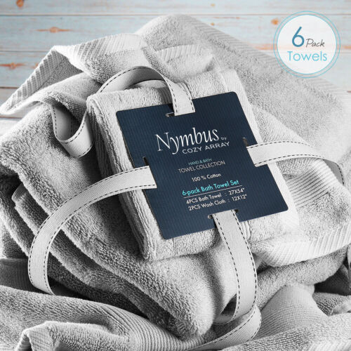 6 Pc Towel Set- 4 Bath Towels & 2 Washcloths Set 100% Cotton Ultra Soft 700 GSM - Picture 28 of 50