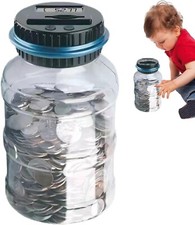 Caja fuerte banco de monedas con conteo electrónico cerdito ahorro de dinero digital niños tarro transparente