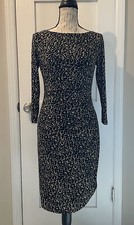 Lauren Ralph Lauren Leopard Print Dress Faux Wrap Boat Neck Women’s Size: 4 EUC
