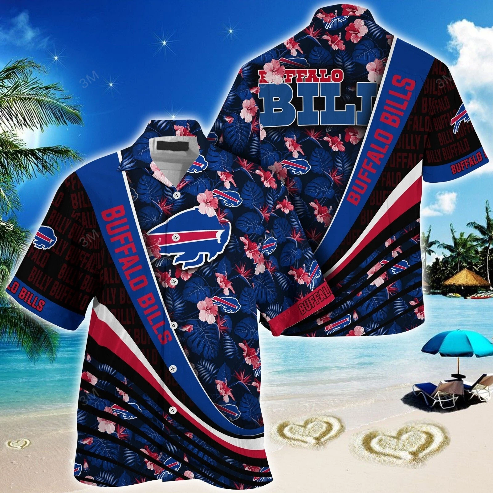Buffalo Football Team Billss Hawaiian Button Down Shirt Unisex Adults