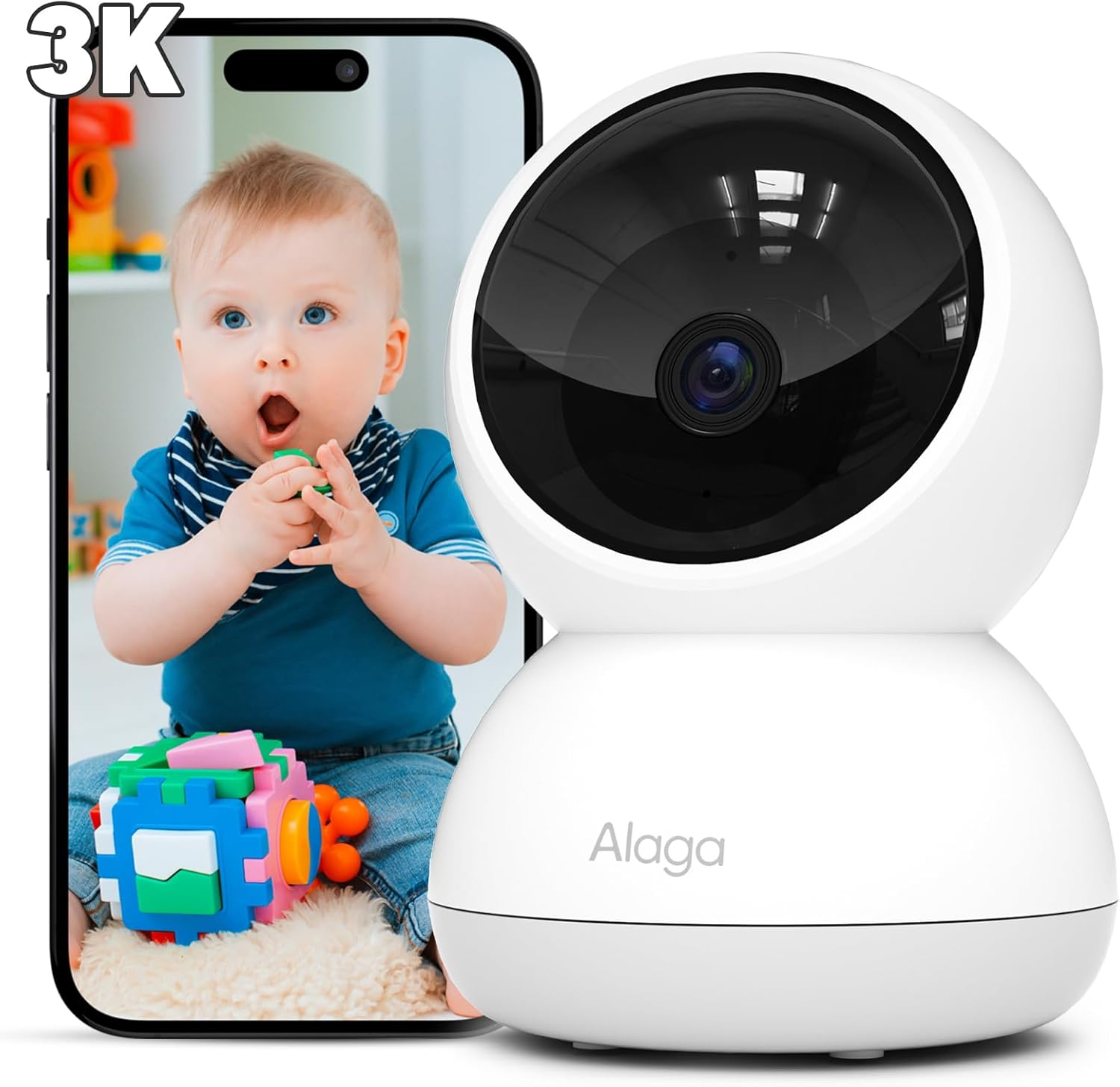 Security Camera for Home, Pets, Dogs & Cats – 5G & 2.4G Wifi, 3K, 360° Pan/Tilt,-image